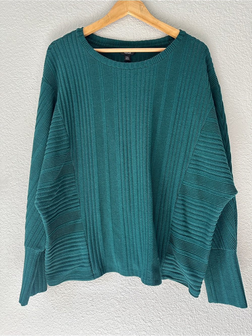 Simply Vera Vera Wang Teal Ribbed Crewneck Sweater - Size XXL
